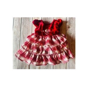 Red Plaid Ruffle Holiday Dress